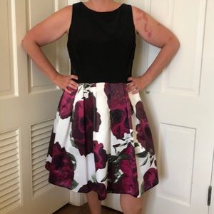 Xscape dress with black top and floral ball skirt